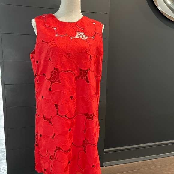 Cynthia Rowley Red lace Flower Dress NWT sz10 - Picture 2 of 7